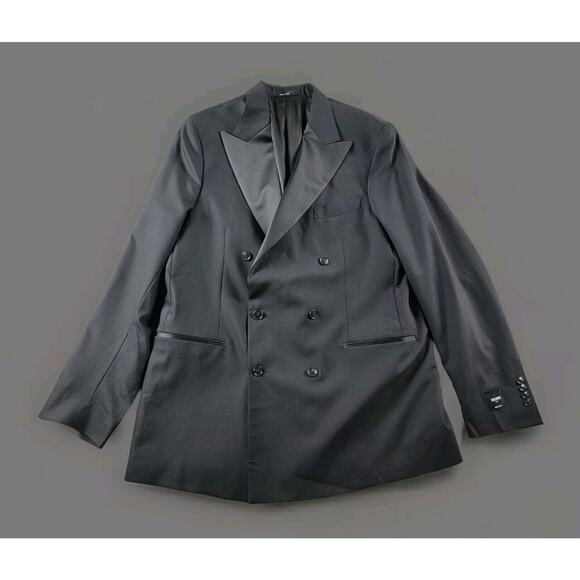 Todd Snyder Italian Wool Double Breasted Tuxedo Jacket size 46L Black Peak Lapel - Picture 1 of 13